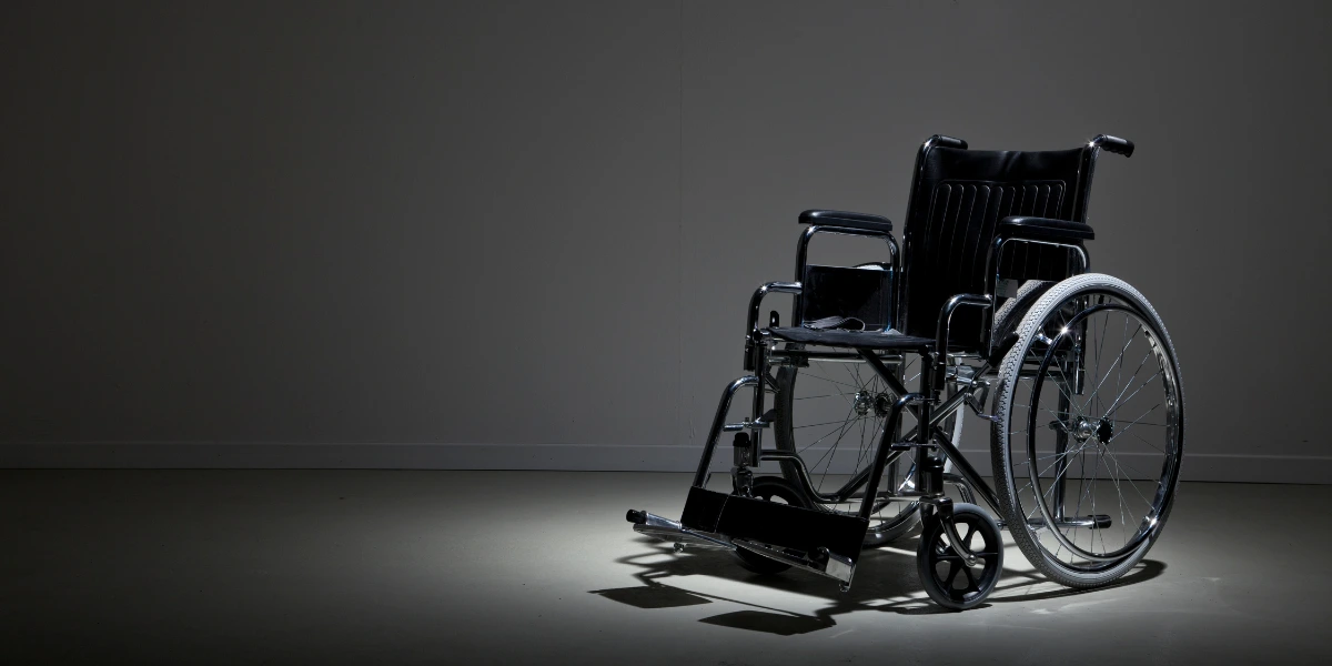 Wheelchair in a dimly lit room